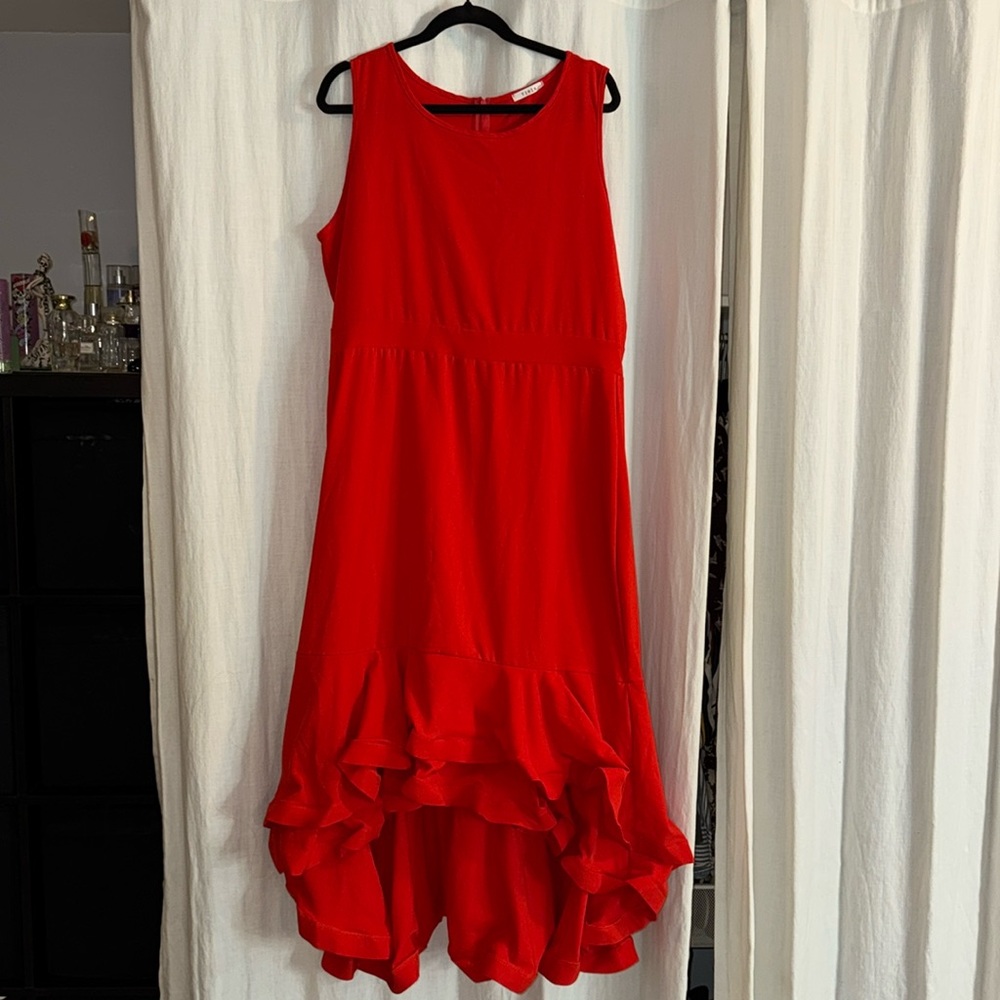 #8 Red high low dress with hidden zipper